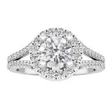 IGI Certified 1.29 ctw Lab Grown White Diamond Split-Shank Halo Wedding Ring for Women (6mm Center Diamond, Color H-I, Clarity SI2) in 10K White Gold
