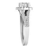 IGI Certified 1.29 ctw Lab Grown White Diamond Split-Shank Halo Wedding Ring for Women (6mm Center Diamond, Color H-I, Clarity SI2) in 10K White Gold