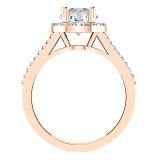 IGI Certified 1.29 ctw Lab Grown White Diamond Split-Shank Halo Wedding Ring for Women (6mm Center Diamond, Color H-I, Clarity SI2) in 18K Rose Gold
