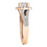 IGI Certified 1.29 ctw Lab Grown White Diamond Split-Shank Halo Wedding Ring for Women (6mm Center Diamond, Color H-I, Clarity SI2) in 18K Rose Gold