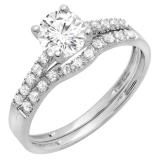 IGI CERTIFIED 6mm Round Lab Grown White Diamond Solitaire Style Engagement Ring Set For Women (1.30 ctw Color H-I Clarity SI2) in 925 Sterling Silver