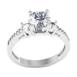DGLA CERTIFIED Round Lab Grown White Diamond Trinity Engagement Ring for Women (1.56 ctw, Color H-I, Clarity SI2) in 925 Sterling Silver