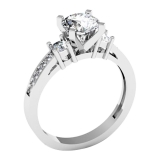 DGLA CERTIFIED Round Lab Grown White Diamond Trinity Engagement Ring for Women (1.56 ctw, Color H-I, Clarity SI2) in 925 Sterling Silver