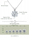 1.50 Ctw Round Solitaire Cubic Zirconia 4 Prong Pendant with 18 inch Silver Chain, 925 Sterling Silver