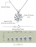 2.00 Ctw Round Solitaire Cubic Zirconia 4 Prong Pendant with 18 inch Silver Chain, 925 Sterling Silver