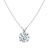 2.50 Ctw Round Solitaire Cubic Zirconia 4 Prong Pendant with 18 inch Silver Chain, 925 Sterling Silver