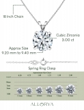 3.00 Ctw Round Solitaire Cubic Zirconia 4 Prong Pendant with 18 inch Silver Chain, 925 Sterling Silver