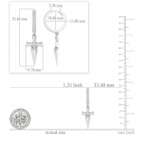 Round Cubic Zirconia Cross Dagger Unisex Hoop Earrings (0.48 ctw, Color White, Clarity Clean) in 925 Sterling Silver