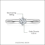 0.25 Ctw Round Cubic Zirconia Solitaire Engagement Ring for Women in 925 Sterling Silver