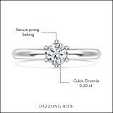 0.50 Ctw Round Cubic Zirconia Solitaire Engagement Ring for Women in 925 Sterling Silver