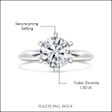 1.50 Ctw Round Cubic Zirconia Solitaire Engagement Ring for Women in 925 Sterling Silver
