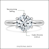 2.00 Ctw Round Cubic Zirconia Solitaire Engagement Ring for Women in 925 Sterling Silver