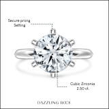2.50 Ctw Round Cubic Zirconia Solitaire Engagement Ring for Women in 925 Sterling Silver