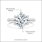 3.00 Ctw Round Cubic Zirconia Solitaire Engagement Ring for Women in 925 Sterling Silver