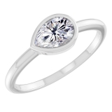 0.50 Cttw Pear Cubic Zirconia Solitaire Sideways Bezel Set Ring,925 Sterling Silver