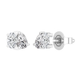0.50 Cttw Oval & Pear Cubic Zirconia 2 Stone Stud Earrings, 925 Sterling Silver in Push Back