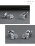 0.50 Cttw Oval & Pear Cubic Zirconia 2 Stone Stud Earrings, 925 Sterling Silver in Push Back