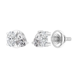 0.50 Cttw Oval & Pear Cubic Zirconia 2 Stone Stud Earrings, 925 Sterling Silver in Screw Back