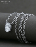 0.50 Cttw Oval Cubic Zirconia Solitaire Pendant Necklace with 18 inch Silver Chain in 925 Sterling Silver