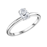 0.75 Cttw Oval Cubic Zirconia Solitaire Engagement Ring, 925 Sterling Silver