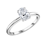 1.50 Cttw Oval Cubic Zirconia Solitaire Engagement Ring, 925 Sterling Silver