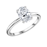 2.50 Cttw Oval Cubic Zirconia Solitaire Engagement Ring, 925 Sterling Silver