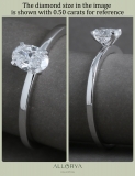 3.00 Cttw Oval Cubic Zirconia Solitaire Engagement Ring, 925 Sterling Silver