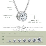 0.25 Cttw Round Cubic Zirconia Solitaire Bezel Set Pendant with 18 inch Silver Chain, 925 Sterling Silver