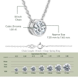 1.50 Cttw Round Cubic Zirconia Solitaire Bezel Set Pendant with 18 inch Silver Chain, 925 Sterling Silver