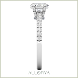 Solitaire Engagement Ring for Women with 1.11 ctw, Oval (0.80 ct Center) & Round (0.31 ct) Cubic Zirconia in 925 Sterling Silver