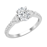 3 Stone Halo Engagement Ring for Women With 1.30 Ctw, Oval (0.80 ct Center) & Pear (0.35 ct) & Round (0.15 ct) Cubic zirconia in 925 Sterling Silver