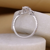 3 Stone Halo Engagement Ring for Women With 1.30 Ctw, Oval (0.80 ct Center) & Pear (0.35 ct) & Round (0.15 ct) Cubic zirconia in 925 Sterling Silver