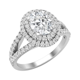 1.25 Carat Oval and 0.63 Carat Round Cubic Zirconia Composite Halo Filigree Wedding Ring for Women in 925 Sterling Silver