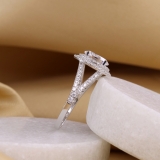 1.25 Carat Oval and 0.63 Carat Round Cubic Zirconia Composite Halo Filigree Wedding Ring for Women in 925 Sterling Silver