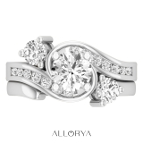 IGI Certified Swirl 3 Stone Wedding Ring Set for Her with 1.79 ctw, Round (1 ct Center & 0.79 ct Side) Cubic Zirconia in 925 Sterling Silver