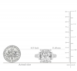 11.67 Cttw Elongated Cushion & Round Cubic Zirconia 4 Prong Engagement Ring, 925 Sterling Silver