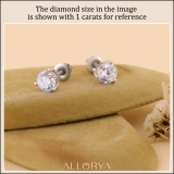 0.75 Cttw Round Cubic Zirconia Solitaire Stud Earrings for Women in 925 Sterling Silver in Screw Back