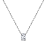 0.50 Ctw Oval Cubic Zirconia 4 Prong Solitaire Pendant with 18 inch Silver Chain, 925 Sterling Silver