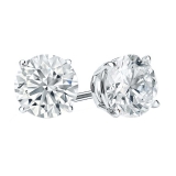 925 Sterling Silver 4 Prong Solitaire Stud Earrings, 0.25 CT Round Cubic Zirconia in Push Back