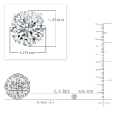 925 Sterling Silver 4 Prong Solitaire Stud Earrings, 0.50 CT Round Cubic Zirconia in Screw Back