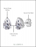 0.25 Cttw Pear Cubic Zirconia Solitaire Stud Earrings for Women in 925 Sterling Silver in Push Back