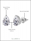 0.25 Cttw Pear Cubic Zirconia Solitaire Stud Earrings for Women in 925 Sterling Silver in Screw Back