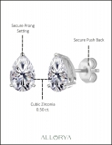 0.50 Cttw Pear Cubic Zirconia Solitaire Stud Earrings for Women in 925 Sterling Silver in Push Back