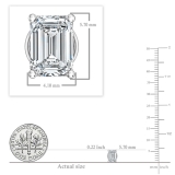 1.00 Ctw Emerald Cut Cubic Zironia Solitaire 4 Prong Stud Earrings, 925 Sterling Silver in Screw Back