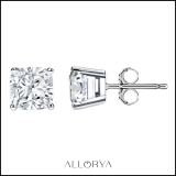 0.50 Ctw Cushion Cubic Zirconia 4 Prong Solitaire Stud Earrings for Women in 925 Sterling Silver in Push Back