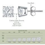 0.50 Ctw Cushion Cubic Zirconia 4 Prong Solitaire Stud Earrings for Women in 925 Sterling Silver in Push Back