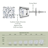 0.50 Ctw Cushion Cubic Zirconia 4 Prong Solitaire Stud Earrings for Women in 925 Sterling Silver in Screw Back