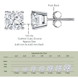 1.00 Ctw Cushion Cubic Zirconia 4 Prong Solitaire Stud Earrings for Women in 925 Sterling Silver in Push Back
