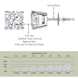 2.00 Ctw Cushion Cubic Zirconia 4 Prong Solitaire Stud Earrings for Women in 925 Sterling Silver in Screw Back