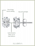 1.25 Cttw Oval Cubic Zirconia Solitaire Stud Earrings for Women in 925 Sterling Silver in Push Back